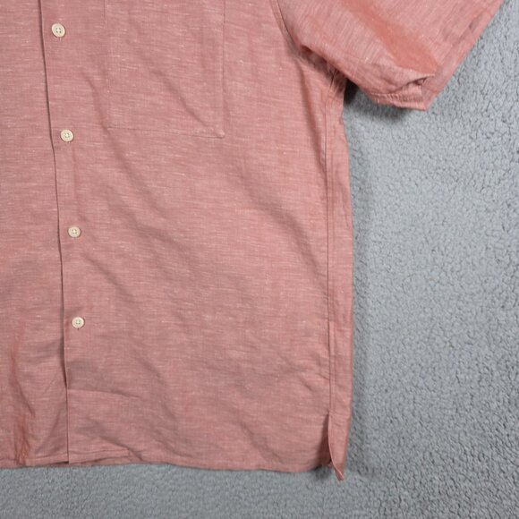 Uniqlo Shirt Mens SIze XL Dusty Pink Open Camp Collar Linen Blend Boxy Relaxed - Picture 3 of 10